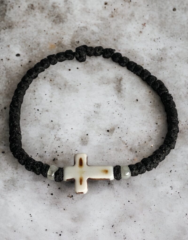 Komboskini black with white cross