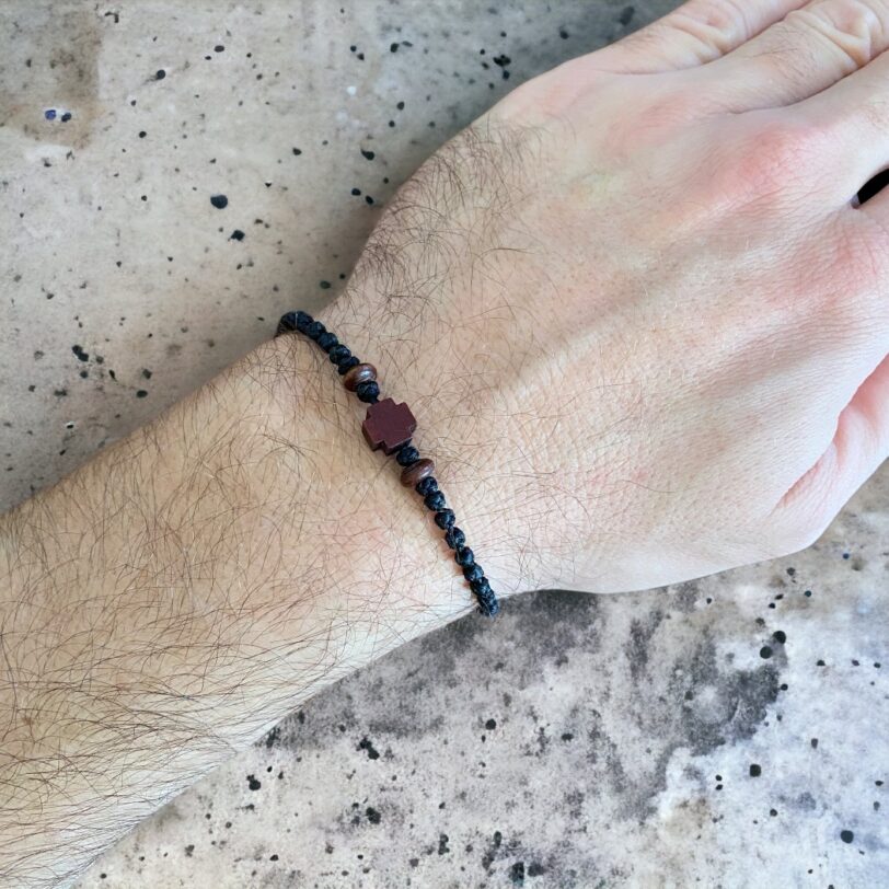Komboskini black with wood cross - Image 3