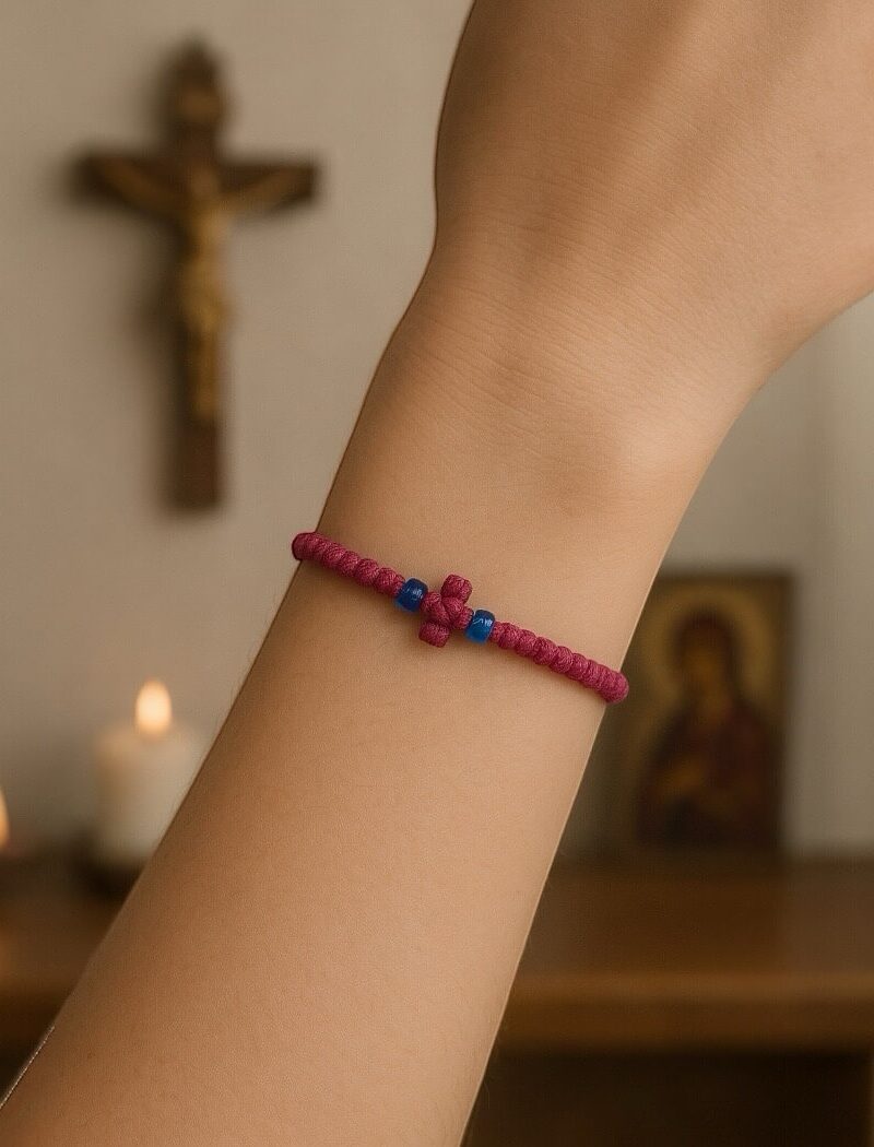 Komboskini dark pink with blue
