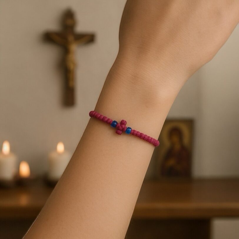Komboskini dark pink with blue