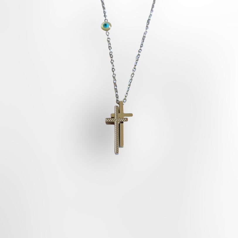 Cross with evil eye silver