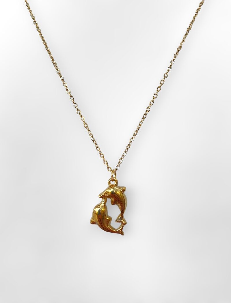 Dolphins necklace gold