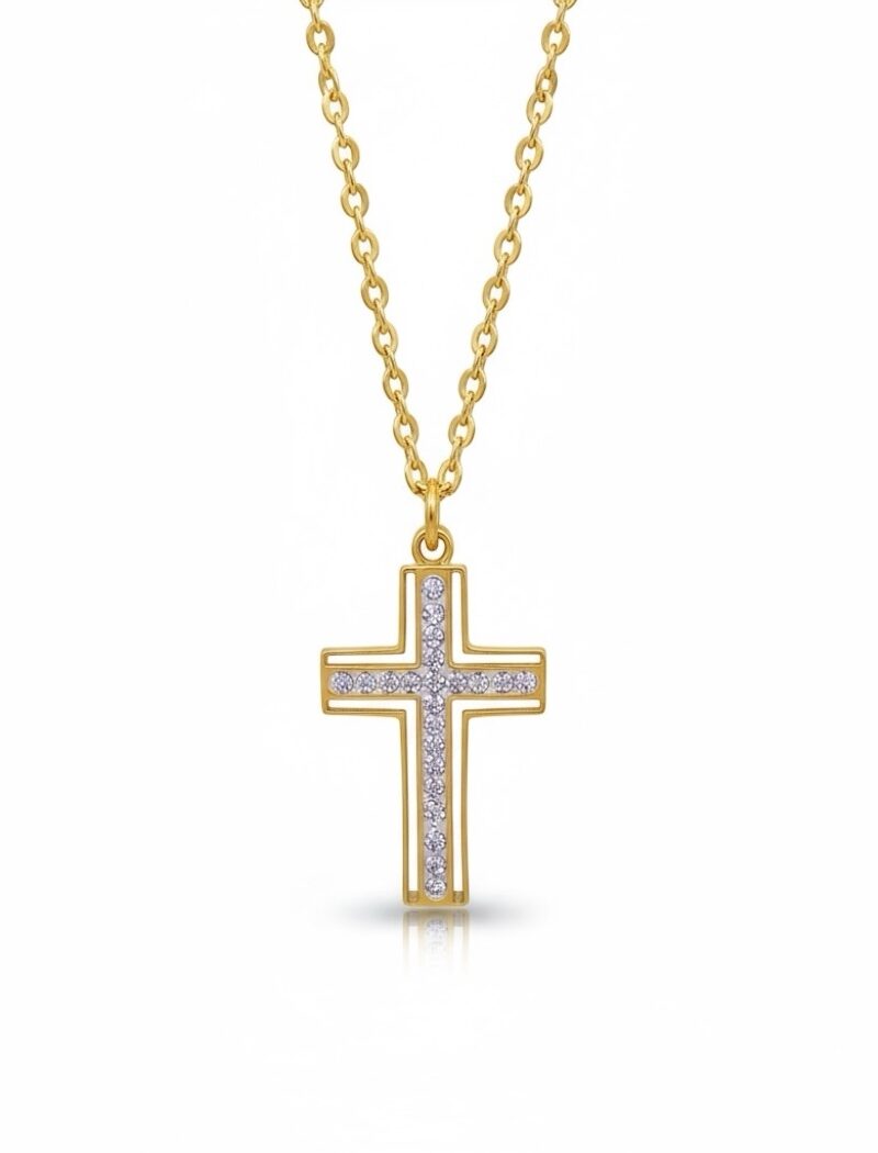 Gold cross with zircon