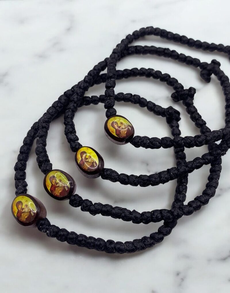 Komboskini black with Virgin Mary