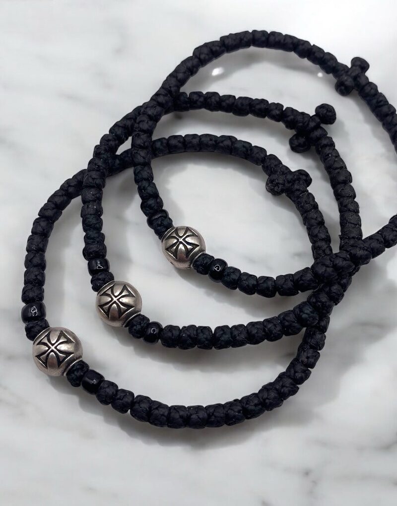 Komboskini black with round cross