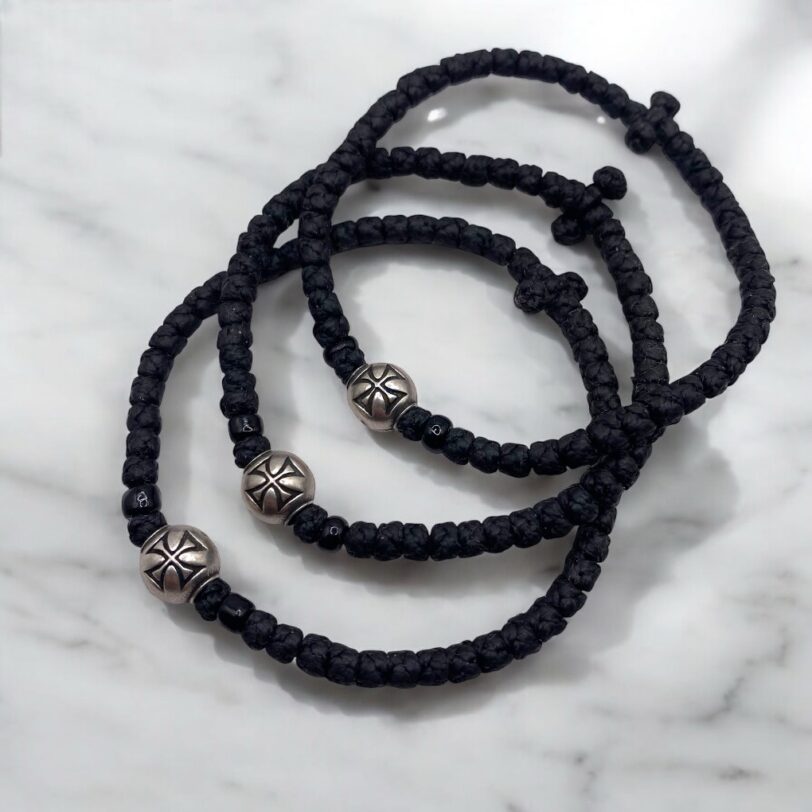 Komboskini black with round cross