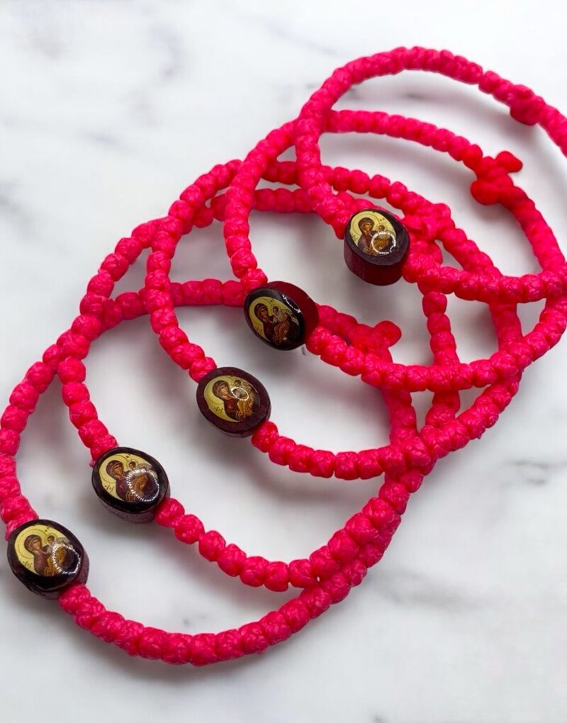 Komboskini pink with Virgin Mary